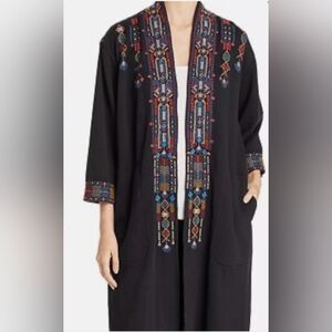 JOHNNY WAS • CLEO HEAVY EMBROIDERED COAT in gray | Southwestern Print